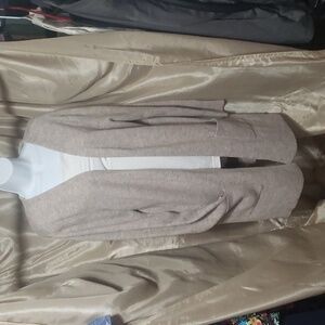 Marled. Long Pink/Gray Merled Cardigan; Open Front; Pebbled Feel. Size L EUC